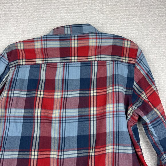 Y2K Element Plaid Flannel Check Long Sleeve Button Shirt Men Size L Red / Blue - Picture 15 of 16